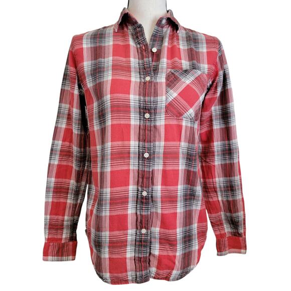 Denim & Supply Ralph Lauren Red Plaid Shirt Womens Sz XS RL Boyfriend Grunge Top - Picture 1 of 6